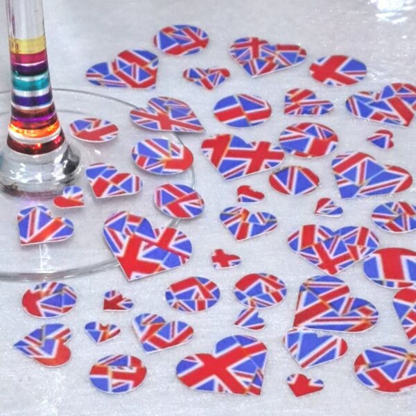 Union Jack Confetti Hearts and circles