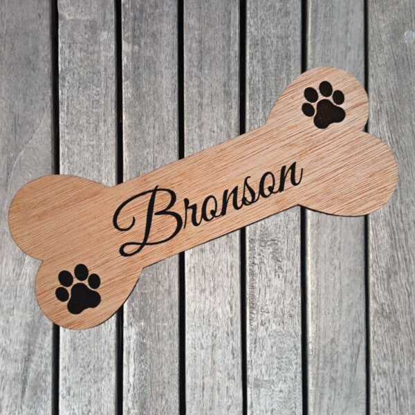 Personalised Wooden Dog Name Bone Shaped Sign - Image 2