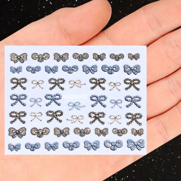 Glitter Bow Nail Stickers Design 745