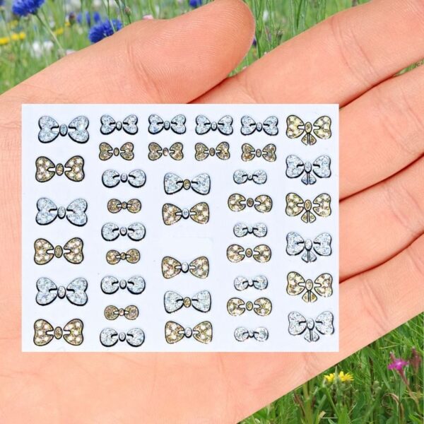 Glitter Bow Nail Stickers Design 902)