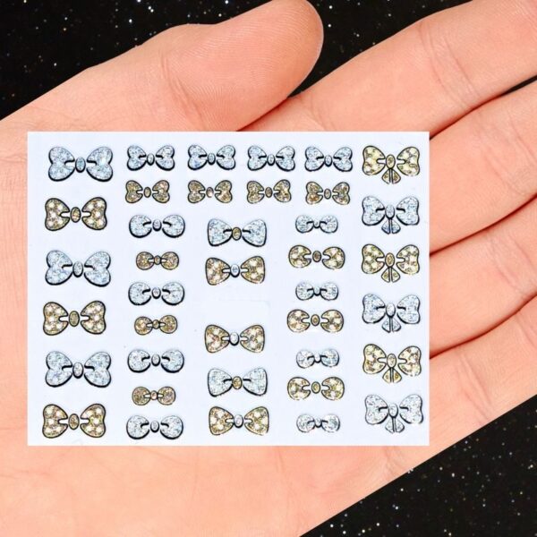 Glitter Bow Nail Stickers Design 902 - Image 2
