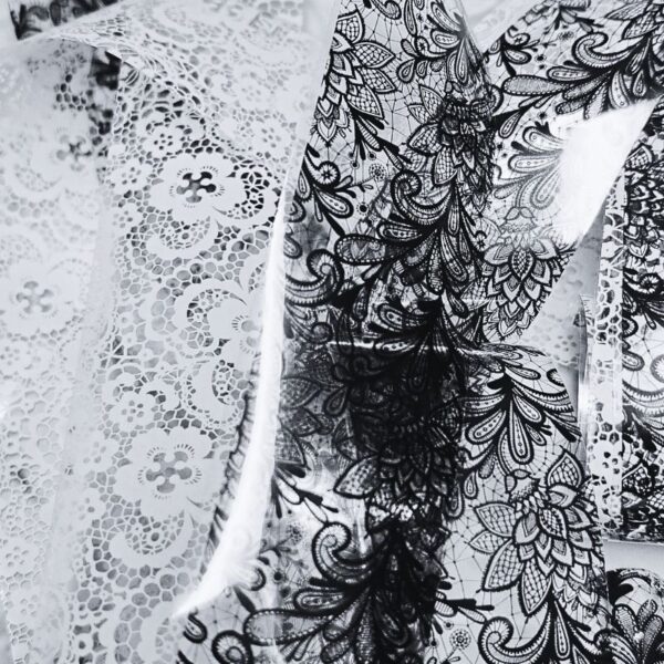 Lace Nail Transfer Foil Black And White Set A - Image 2