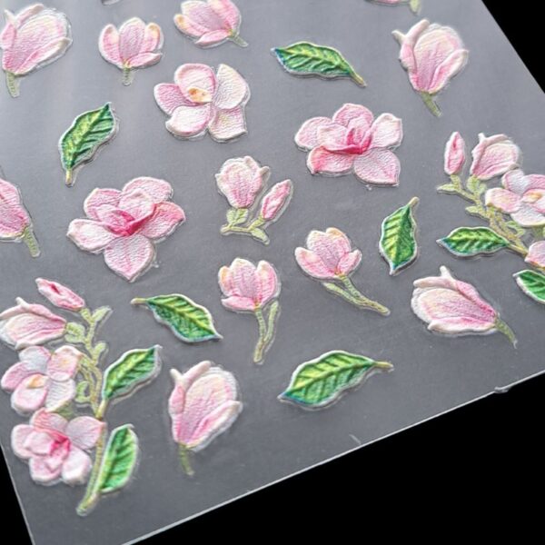 5D Baby Pink Flower Nail Art Stickers Design 833 - Image 2