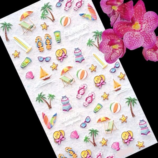 5D Beach Nail Art Stickers Design D4363