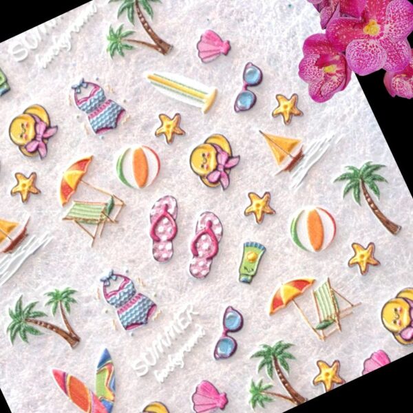 5D Beach Nail Art Stickers Design D4363 Holiday Nail Art Stickers - Image 2