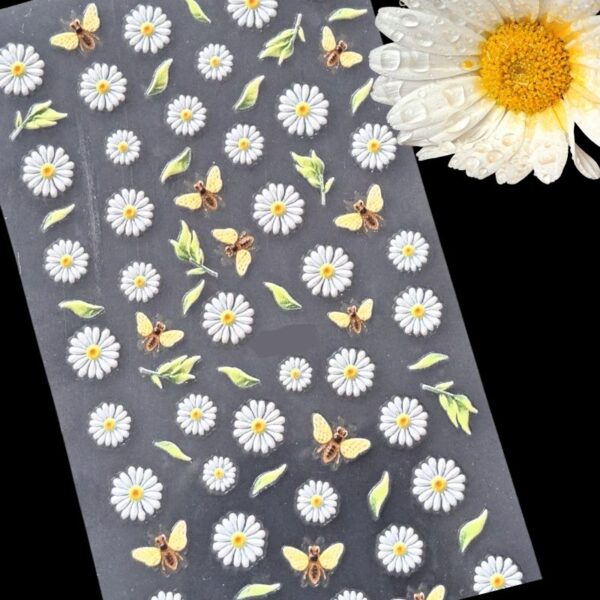5D Bee And Flower Nail Art Stickers Design 955