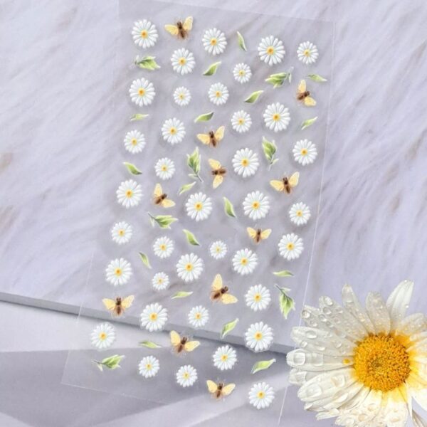 5D Bee And Flower Nail Art Stickers Design 95