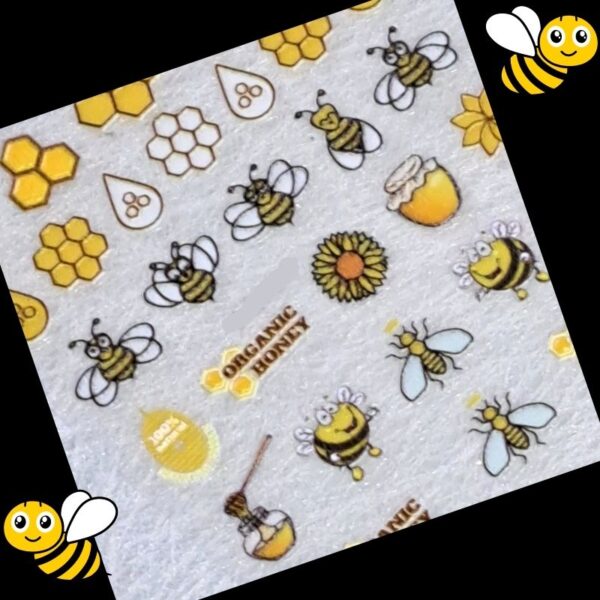5D Cartoon Bumble Bee And Honeycomb Nail Art Stickers Design 558 - Image 2
