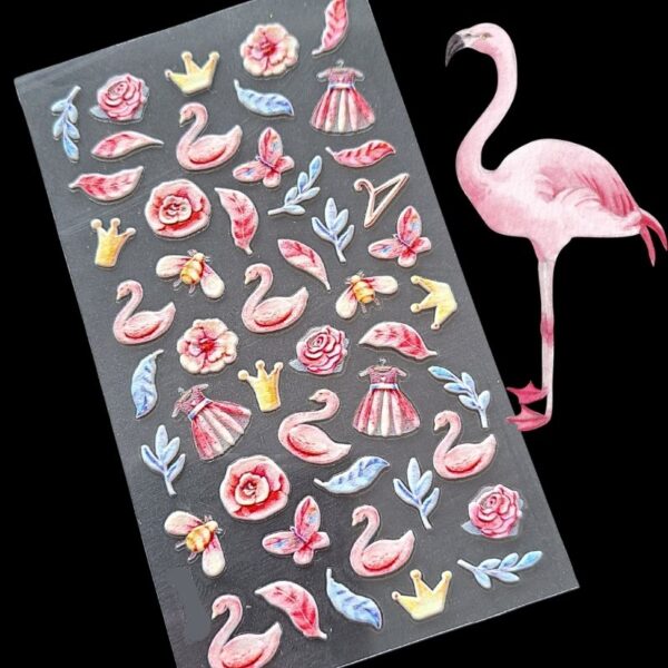 5D Flamingo Butterfly Feather Bee Nail Art Stickers Design 981