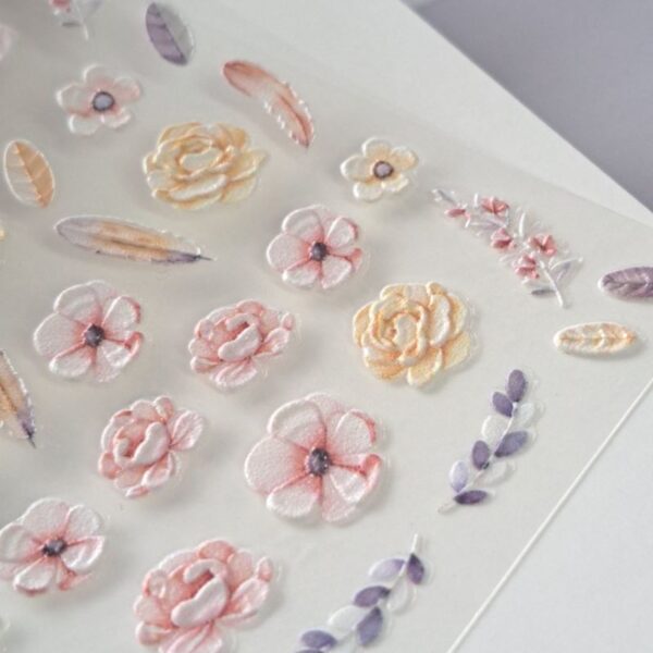 5D Flower And Feather Nail Art Stickers Design 829 - Image 3