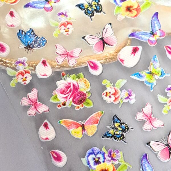 5D Flowers And Butterflies Nail Art Stickers Design 335 - Image 2