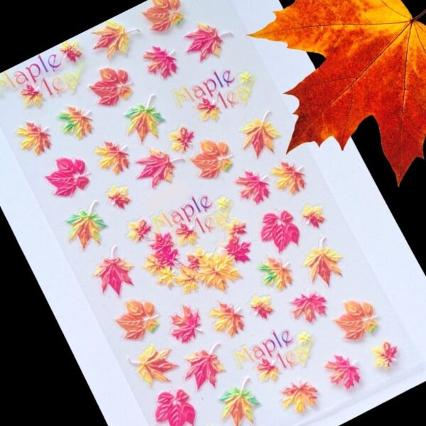 5D Maple Leaf Nail Art Stickers Design 053