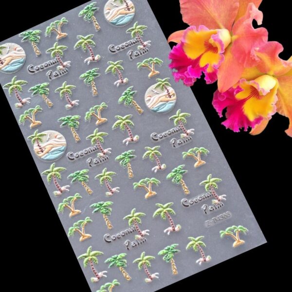 5D Palm Tree Nail Art Stickers Design 4363