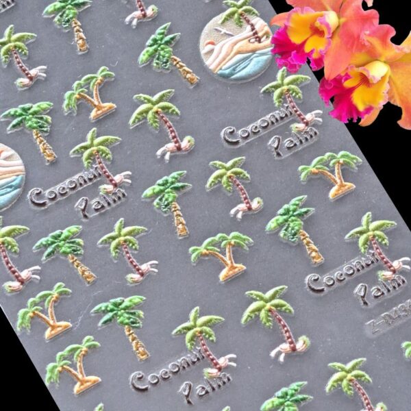 5D Palm Tree Nail Art Stickers Design 4363