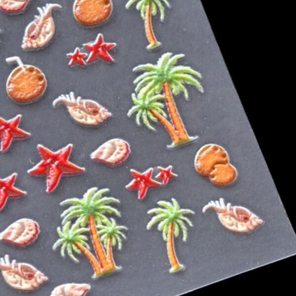 5D Palm Trees Nail Art Stickers Coconuts And Starfish Nail Art Stickers Design 363 Beach Nail Art Stickers - Image 2