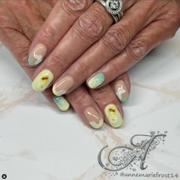 5D Bee And Flower Nail Art Stickers Design 955 - Image 2