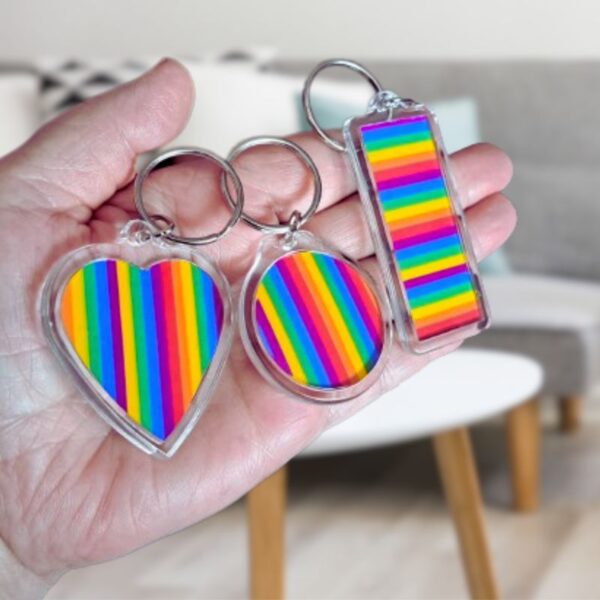 Gay Pride Keyring Gay Keyring Gay Pride Rainbow Keyring Gay Wedding Round Heart Keyring - Image 2