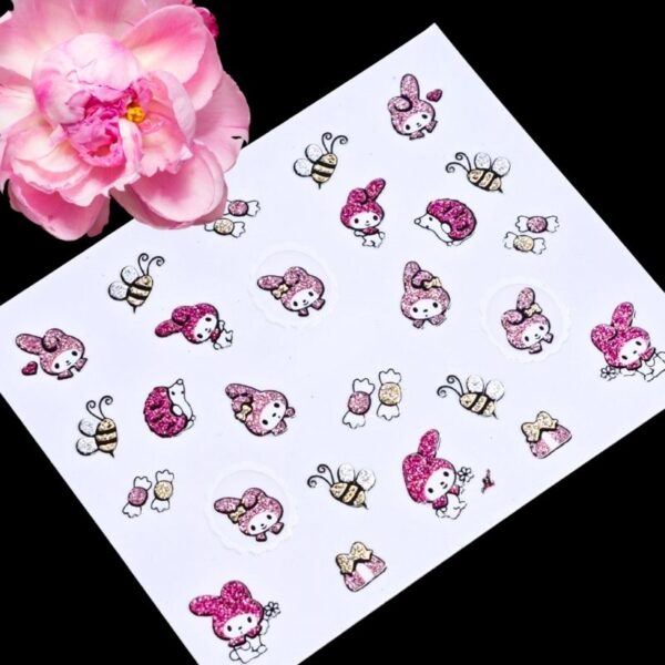 Glitter Bee Rabbit Hedgehog Nail Art Sticker Design 988