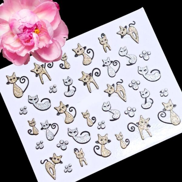 Glitter Cat Nail Art Sticker Design 879