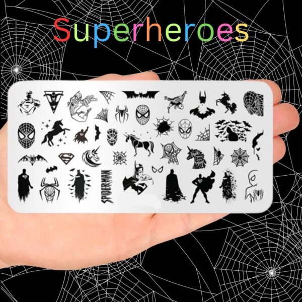 Super Heroes Nail Stamping Plate Spiderman Stamping Plate Batman Stamping Plate Superman Stamping Plate Design 160 - Image 4
