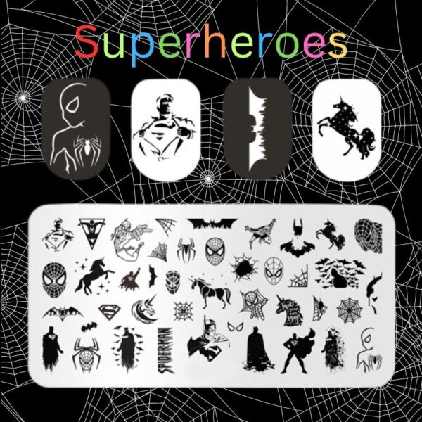 Super Heroes Nail Stamping Plate Spiderman Stamping Plate Batman Stamping Plate Superman Stamping Plate Design 160 - Image 2