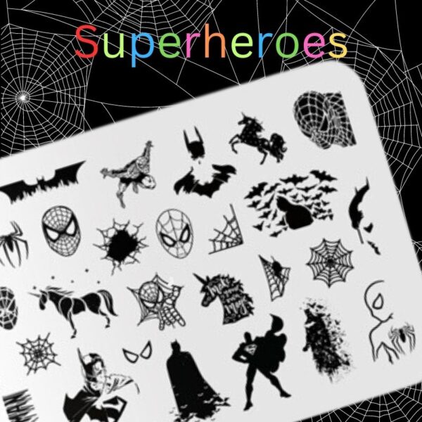 Super Heroes Nail Stamping Plate Spiderman Stamping Plate Batman Stamping Plate Superman Stamping Plate Design 160 - Image 3