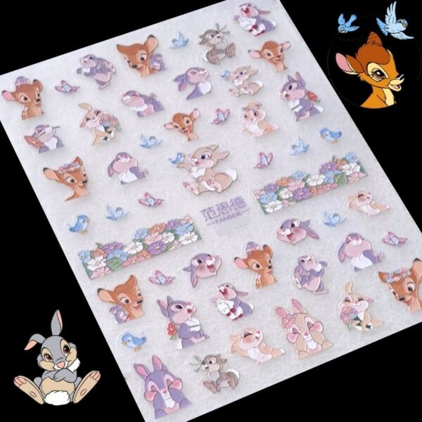 5D Bambi Thumper And Miss Bunny Nail Art Stickers Design 044