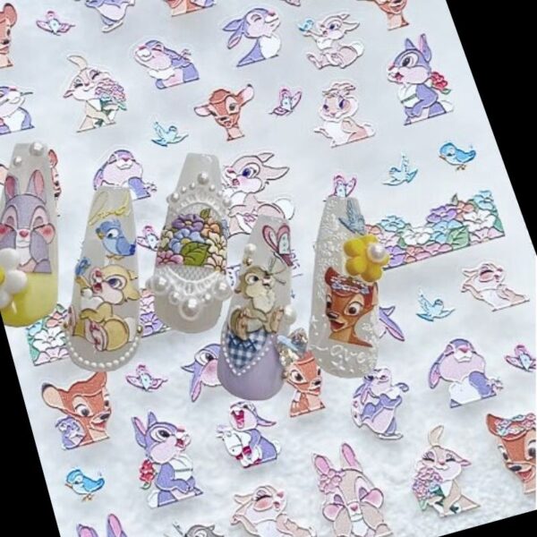 5D Disney Bambi Nail Art Stickers Disney Thumper And Miss Bunny Nail Art Stickers Design 044 - Image 3