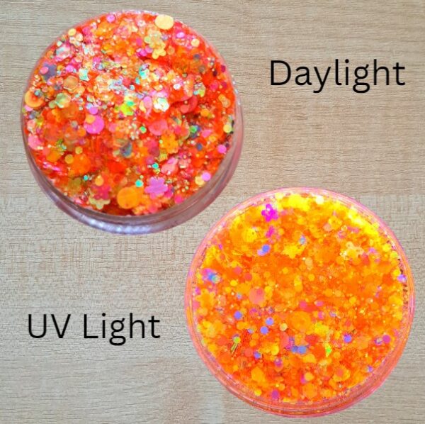 UV Reactive Festival Glitter Gel Orange Festival Face And Body Glitter Gel Colour - Image 2