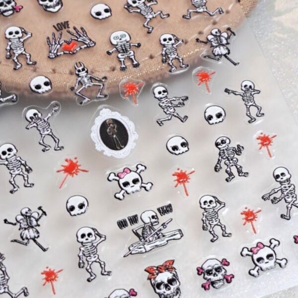 5D Halloween Skeleton Nail Art Stickers Skeleton Craft Stickers Design 215 - Image 2
