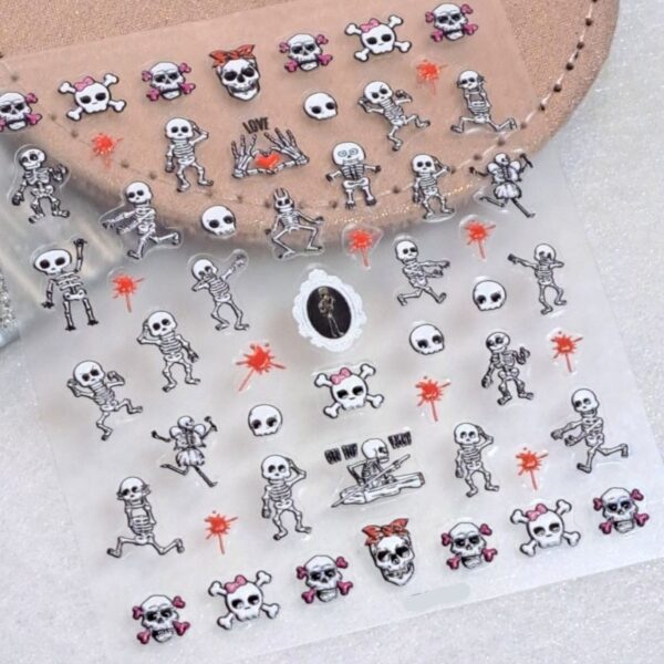 5D Halloween Skeleton Nail Art And Craft Stickers Design 215