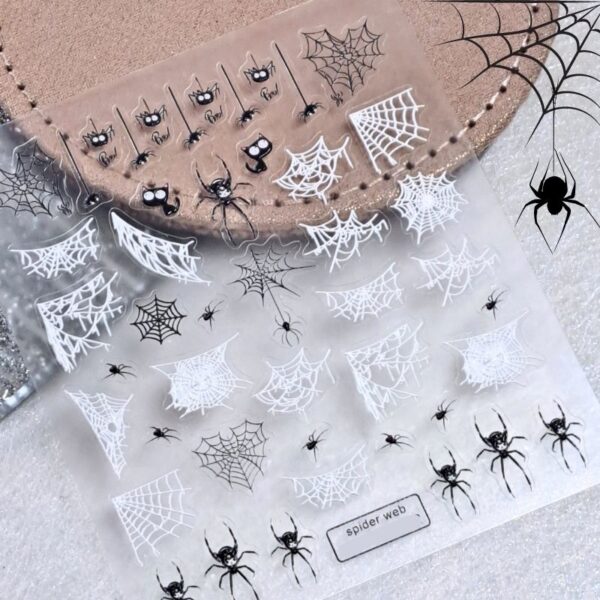 5D Halloween Spiders And Spider Web Nail Art And Craft Stickers Design 322