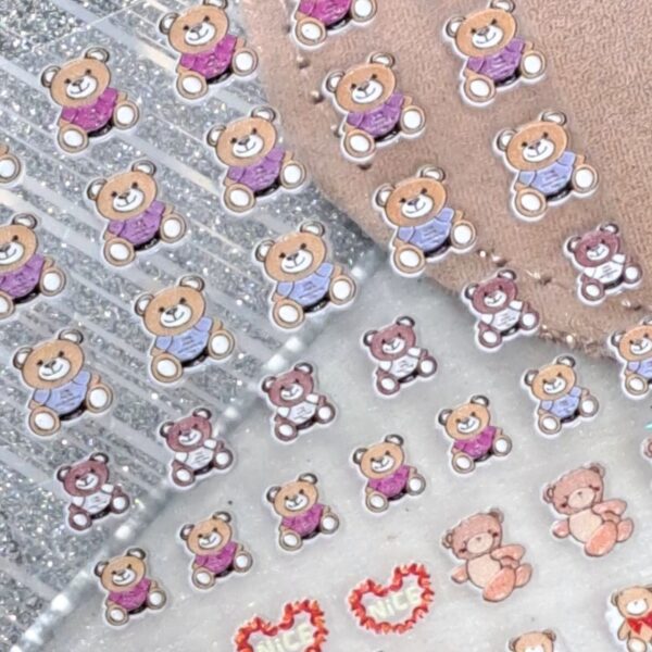 5D Teddy Bear Nail Art Stickers Design 338 - Image 2
