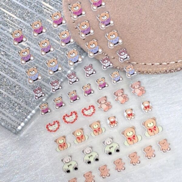 5D Teddy Bear Nail Art Stickers Design 338