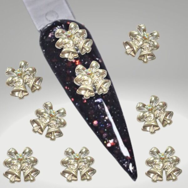 Christmas Crystal Silver Bells Nail Art Charms Design B x 1 Piece Crystal Bells Craft Charms