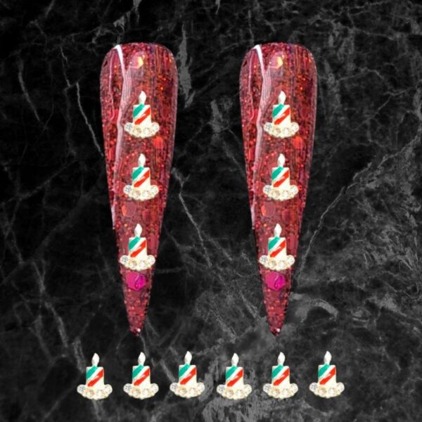 Christmas Candle Nail Art Charms x 1 Piece Christmas Candle Crystal Nail Charms Candle Craft Charms - Image 3