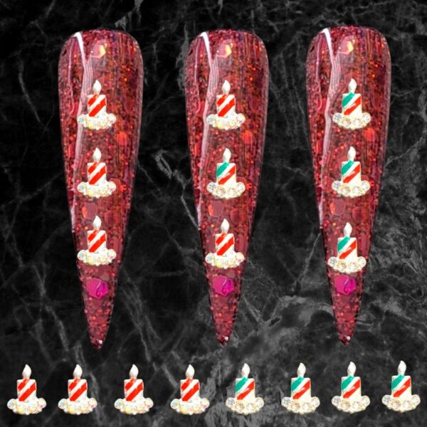 Christmas Crystal Candles Nail Art Charms Craft Charms