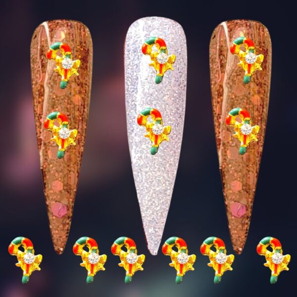 Christmas Crystal Candy Cane Nail Art Charms Craft Charms x 1 Piece Design K