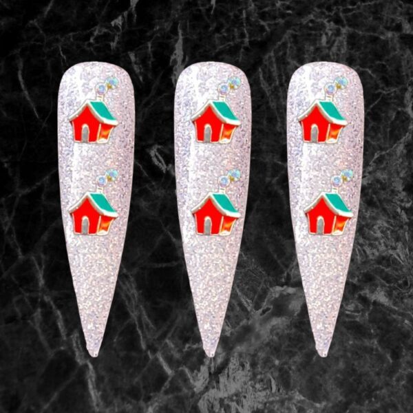Christmas Elf House Crystal Nail Art Charms Xmas Craft Charms x 1 Piece 2 Design Styles - Image 3