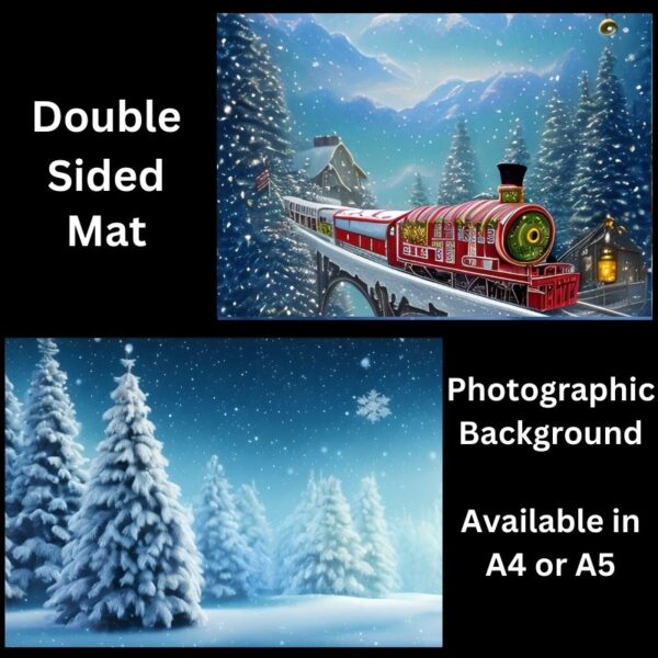 Snow Train Christmas Laminated Double Sided Mat Photographic Background Mat