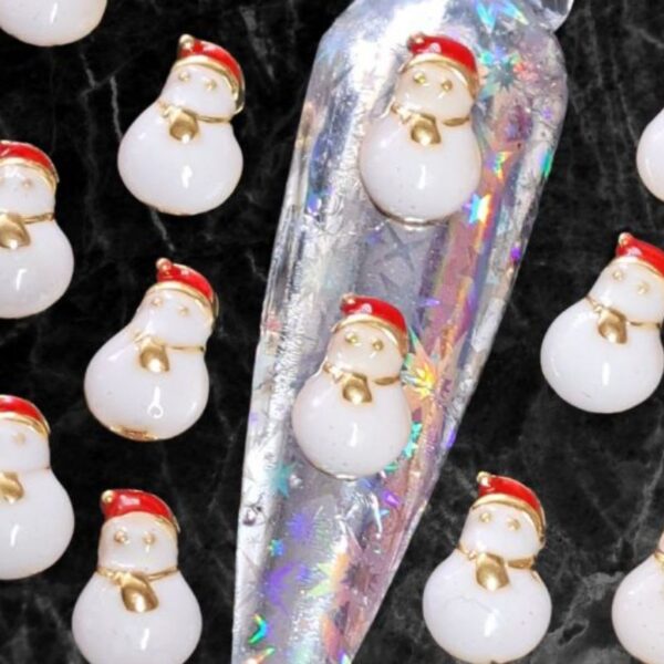 Snowman Nail Art Charms x 1 Piece Design G Christmas Snowmen Nail Charms Snowman Craft Charms - Image 2