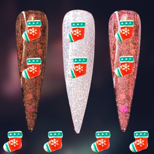 Christmas Stocking Nail Art Charms Craft Charms x 1 Piece Design L