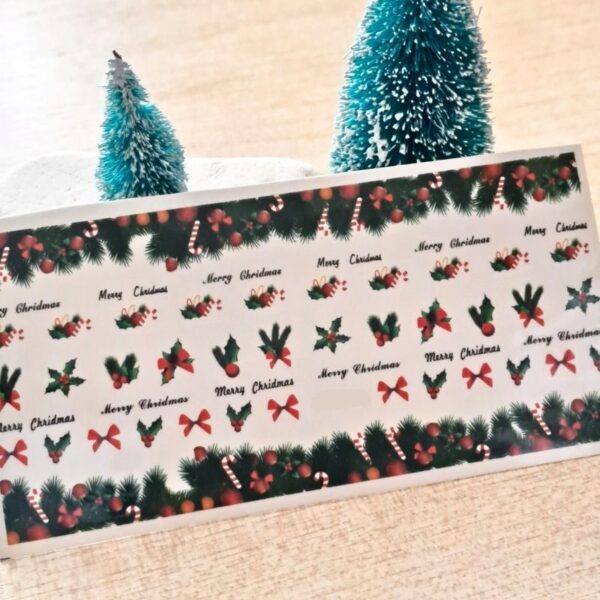 Christmas Water Decals Bows Holly And Berries Design 445