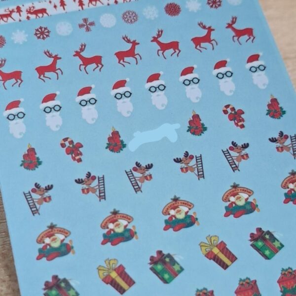 Xmas Nail Art Water Decals Santa Snowman Candy Cane Reindeer Baubles Snowflakes Design 461 - Image 2