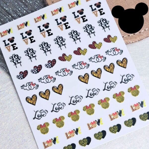 Disney Minnie Mouse And Mickey Mouse Leopard Print Nail Stickers Design 964