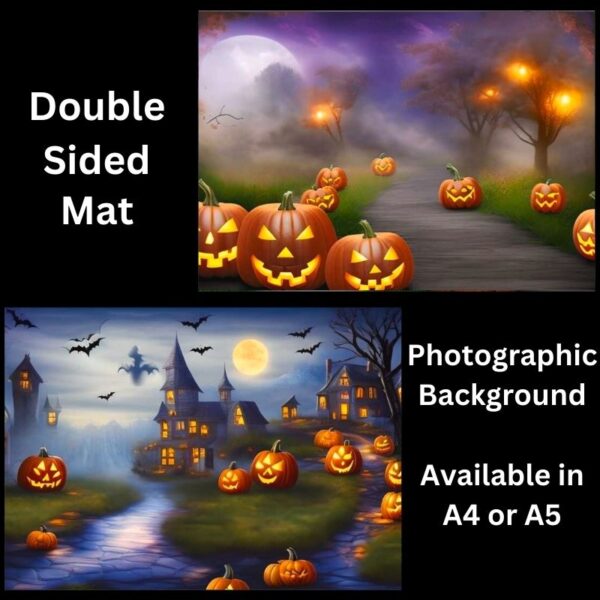 Spooky Mansion Halloween Laminated Double Sided Mat Photographic Background Mat