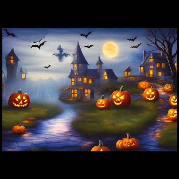 Spooky Mansion Halloween Photographic Background Mat A4 And A5 Size Nail Display Mats Double Sided Image Photographic Background Mats - Image 2