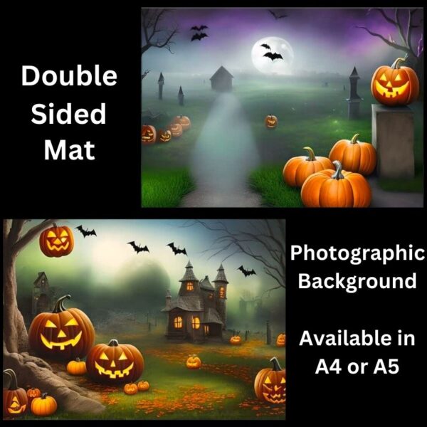 Pumpkin Cottage Halloween Laminated Double Sided Mat Photographic Background Mat