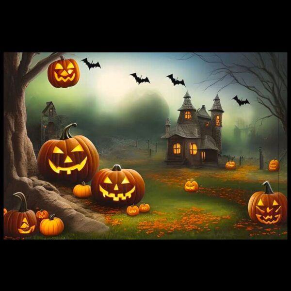 Pumpkin Cottage Halloween Photographic Background Mat A4 And A5 Size Nail Display Mats Double Sided Image Photographic Background Mats - Image 3