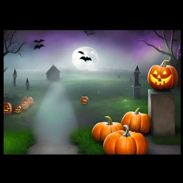 Pumpkin Cottage Halloween Photographic Background Mat A4 And A5 Size Nail Display Mats Double Sided Image Photographic Background Mats - Image 2